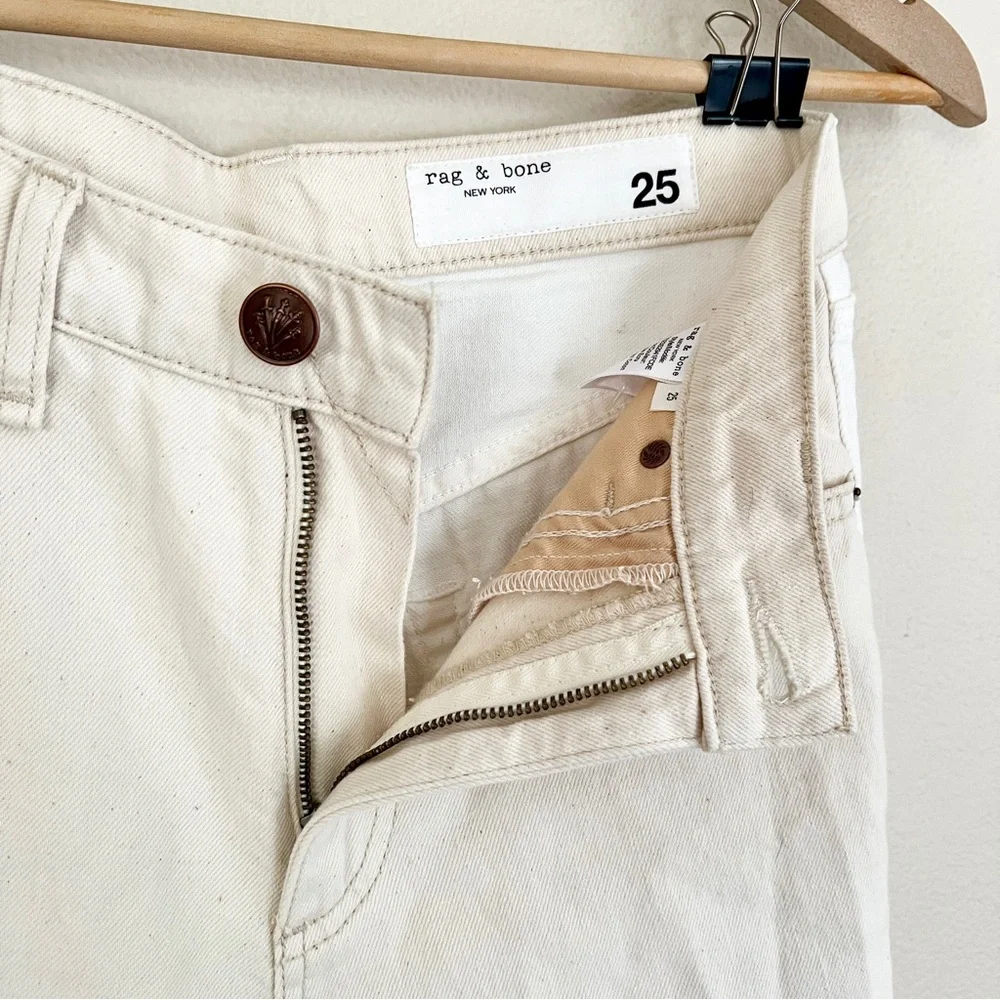 RAG & BONE Sofie Two Tone Frayed Wide Leg Jeans in Double Ecru - Picture 14 of 17